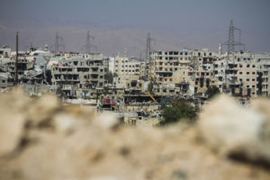 Syria, Damascus, September 2013. Damascus was destroyed as a result of prolonged fighting between the Syrian national army and rebels.